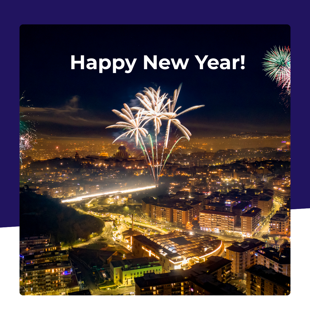 Photo de bonne année avec feux d'artifice