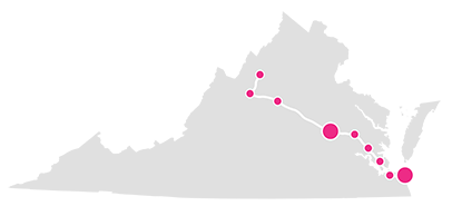 Carte actuelle de Tidewater